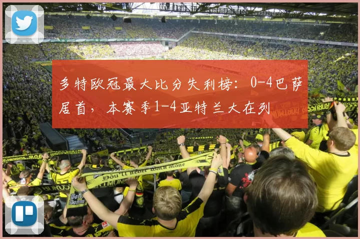 多特欧冠最大比分失利榜：0-4巴萨居首，本赛季1-4亚特兰大在列